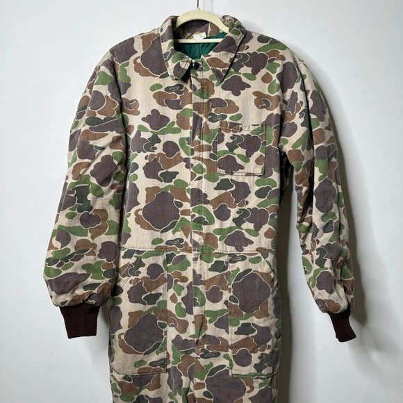 Vintage 1990s Ranger Camo Hunting Insulated Coveralls Men's Size Large - Picture 2 of 11